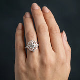Rose gold Round Halo Diamond Floral Cluster Ring with Pavé Band and Prong Setting_6
