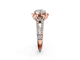 Rose gold Round Halo Diamond Floral Split Shank Engagement Ring 3