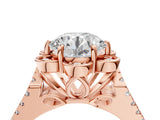 Rose gold Round Halo Diamond Floral Split Shank Engagement Ring 5