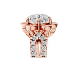 Rose gold Round Halo Diamond Floral Split Shank Engagement Ring