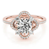 Rose gold Round Halo Diamond Infinity Twist Pavé Band Ring with Four-Prong Setting 1