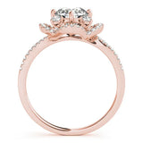 Rose gold Round Halo Diamond Infinity Twist Pavé Band Ring with Four-Prong Setting 2