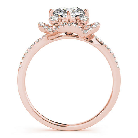 Rose gold Round Halo Diamond Infinity Twist Pavé Band Ring with Four-Prong Setting 2