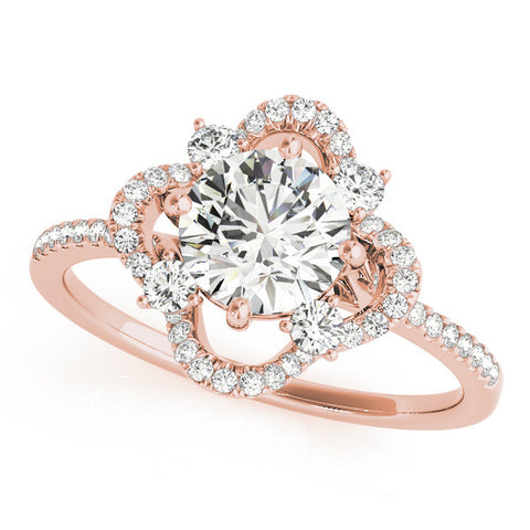 Rose gold Round Halo Diamond Infinity Twist Pavé Band Ring with Four-Prong Setting
