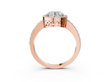 Rose gold Round Halo Diamond Pavé Band Ring with Prong Setting_23