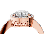 Rose gold Round Halo Diamond Pavé Band Ring with Prong Setting_24