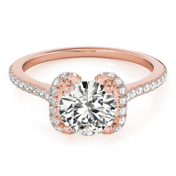 Rose gold Round Halo Diamond Pavé Band with Four-Prong Setting 1