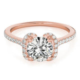 Rose gold Round Halo Diamond Pavé Band with Four-Prong Setting 1