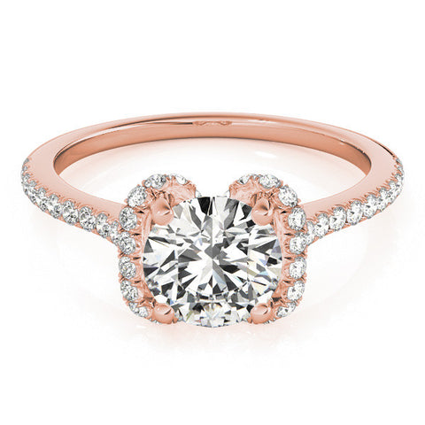 Rose gold Round Halo Diamond Pavé Band with Four-Prong Setting 1