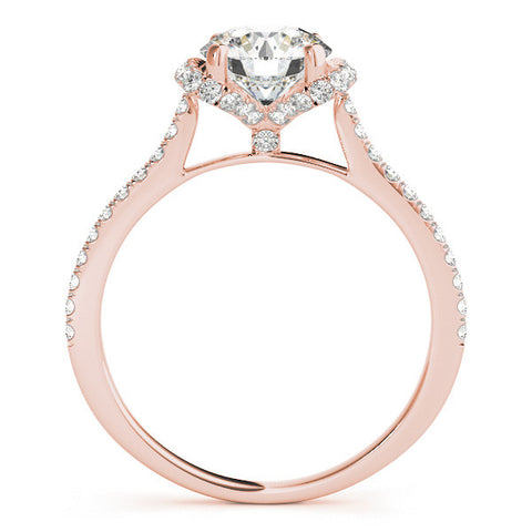 Rose gold Round Halo Diamond Pavé Band with Four-Prong Setting 2