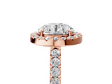 Rose gold Round Halo Diamond Pavé Solitaire Ring_25