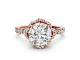 Rose gold Round Halo Diamond Pave Band Ring with Four-Prong Setting_15