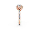 Rose gold Round Halo Diamond Pave Band Ring with Four-Prong Setting_17