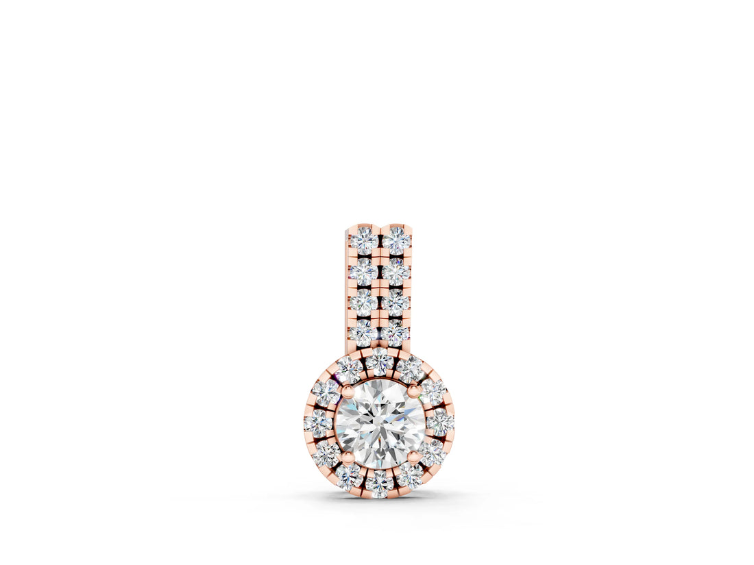 Rose gold Round Halo Diamond Pendant with Double Prong Setting_4