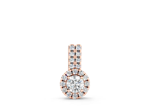 Rose gold Round Halo Diamond Pendant with Double Prong Setting