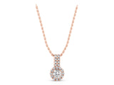 Rose gold Round Halo Diamond Pendant with Double Prong Setting_5