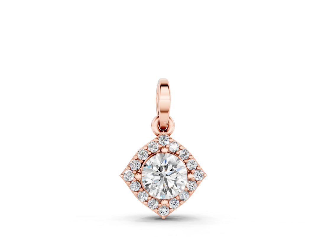 Rose gold Round Halo Diamond Pendant with Four-Prong Setting_6