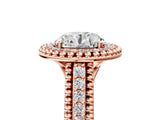 Rose gold Round Halo Diamond Ring with Beaded Split Shank and Four-Prong Setting_11