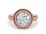 Rose gold Round Halo Diamond Ring with Beaded Split Shank and Four-Prong Setting_6