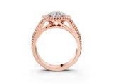 Rose gold Round Halo Diamond Ring with Beaded Split Shank and Four-Prong Setting_9
