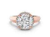 Rose gold Round Halo Diamond Ring with Cathedral Band and Four-Prong Setting_61