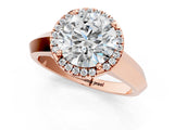 Rose gold Round Halo Diamond Ring with Cathedral Band and Four-Prong Setting_62