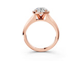 Rose gold Round Halo Diamond Ring with Cathedral Band and Four-Prong Setting_64