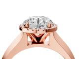 Rose gold Round Halo Diamond Ring with Cathedral Band and Four-Prong Setting_65
