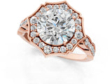 Rose gold Round Halo Diamond Ring with Milgrain Band and Four-Prong Setting_7