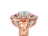 Rose gold Round Halo Diamond Ring with Milgrain Bezel and Prong Setting_11