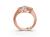 Rose gold Round Halo Diamond Ring with Milgrain Bezel and Prong Setting_9