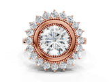 Rose gold Round Halo Diamond Ring with Milgrain Edge and Round Prong Setting_26