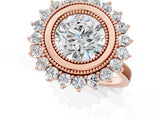 Rose gold Round Halo Diamond Ring with Milgrain Edge and Round Prong Setting_27