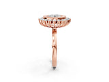 Rose gold Round Halo Diamond Ring with Milgrain Edge and Round Prong Setting_28