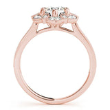 Rose gold Round Halo Diamond Ring with Milgrain Pave Band and Prong Setting 2