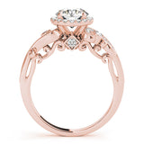 Rose gold Round Halo Diamond Ring with Milgrain and Bezel Accents on a Split Shank Band 2