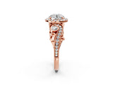 Rose gold Round Halo Diamond Ring with Milgrain and Bezel Accents on a Split Shank Band_26