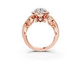 Rose gold Round Halo Diamond Ring with Milgrain and Bezel Accents on a Split Shank Band_9