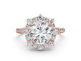 Rose gold Round Halo Diamond Ring with Pavé Band and Prong Setting_36