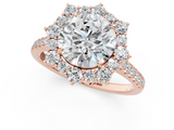 Rose gold Round Halo Diamond Ring with Pavé Band and Prong Setting_37