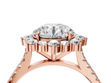 Rose gold Round Halo Diamond Ring with Pavé Band and Prong Setting_40