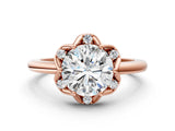 Rose gold Round Halo Diamond Ring with Round Cluster Setting, Solitaire Band, and Four-Prong Setting_48