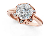 Rose gold Round Halo Diamond Ring with Round Cluster Setting, Solitaire Band, and Four-Prong Setting_49