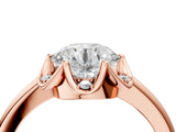 Rose gold Round Halo Diamond Ring with Round Cluster Setting, Solitaire Band, and Four-Prong Setting_52