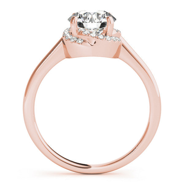 Rose gold Round Halo Diamond Ring with Solitaire Band and Four-Prong Setting 2