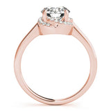 Rose gold Round Halo Diamond Ring with Solitaire Band and Four-Prong Setting 2