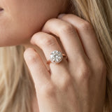 Rose gold Round Halo Diamond Ring with Solitaire Band and Four-Prong Setting_15
