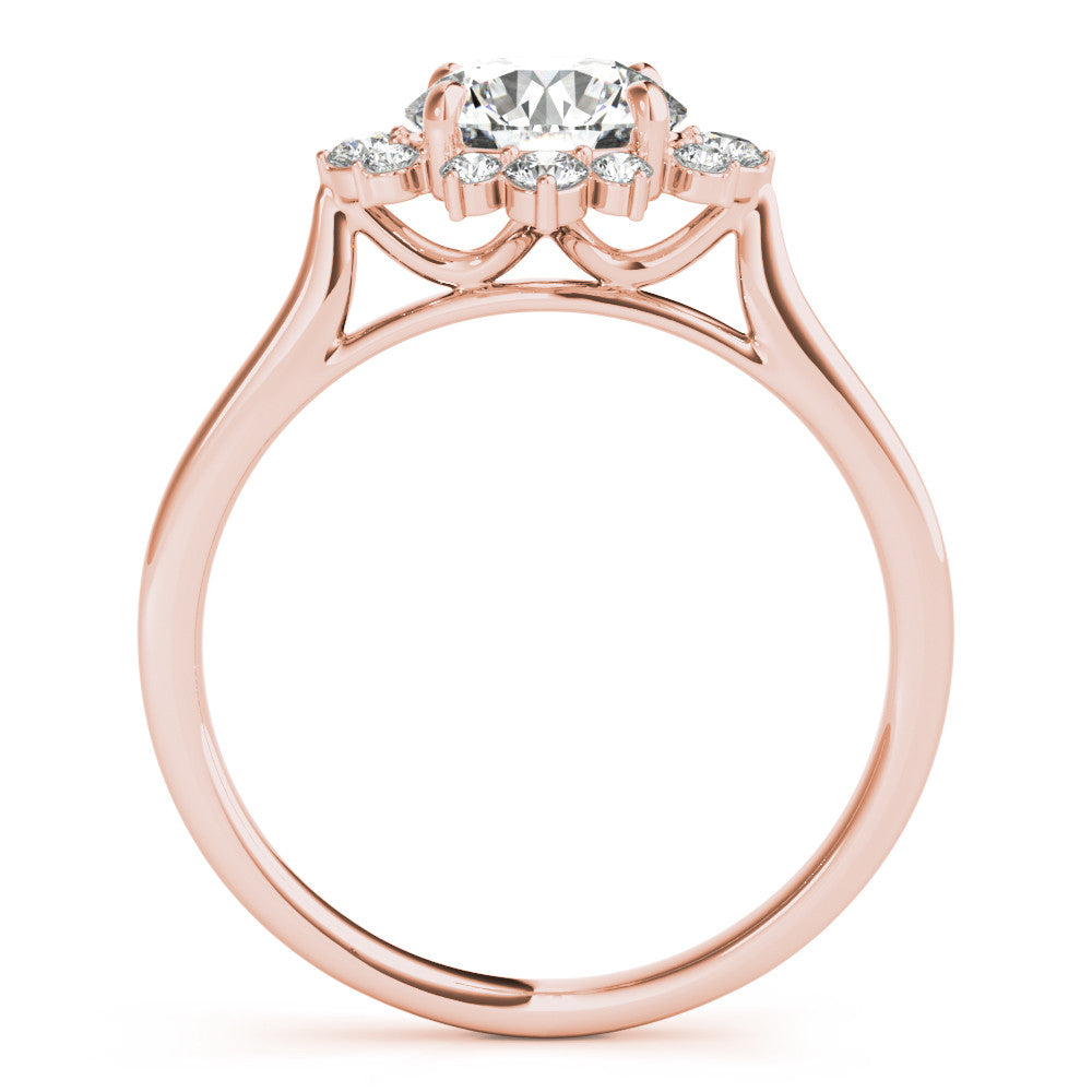 Rose gold Round Halo Diamond Ring with Solitaire Band and Prong Setting 2