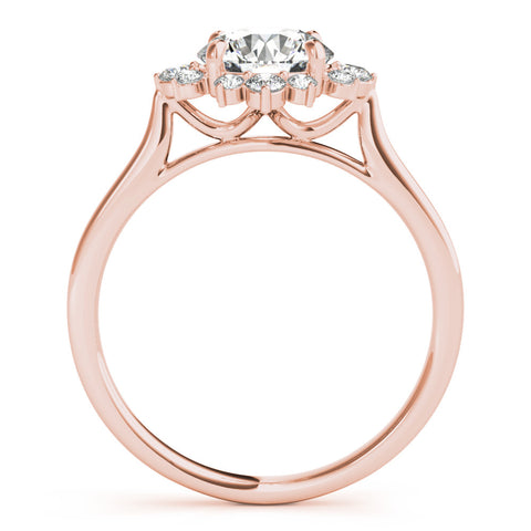 Rose gold Round Halo Diamond Ring with Solitaire Band and Prong Setting 2
