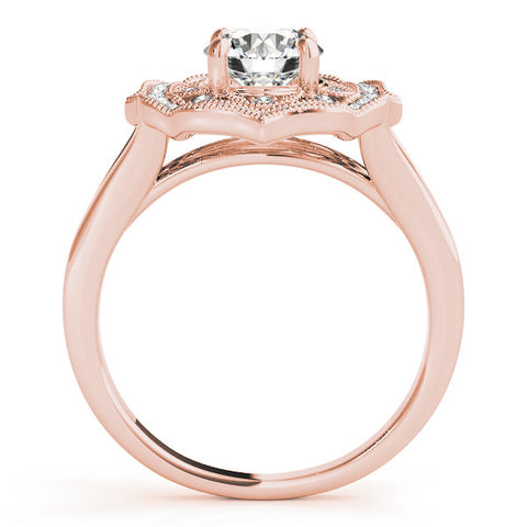 Rose gold Round Halo Diamond Ring with Split Shank and Four-Prong Setting 2